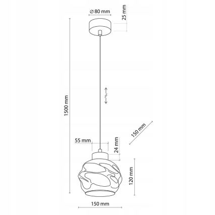 Hanglamp aan kabel ZULIA 1xE27/15W/230V zwart/rookzwart