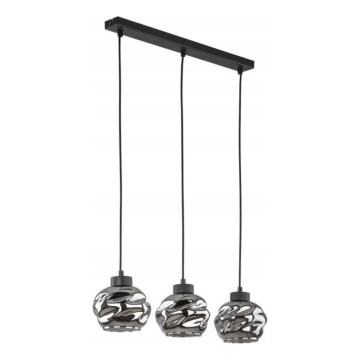 Hanglamp aan kabel ZULIA 3xE27/15W/230V zwart/gerookt zwart