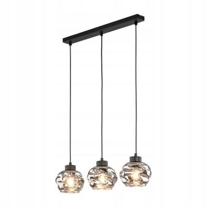 Hanglamp aan kabel ZULIA 3xE27/15W/230V zwart/gerookt zwart