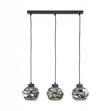 Hanglamp aan kabel ZULIA 3xE27/15W/230V zwart/gerookt zwart