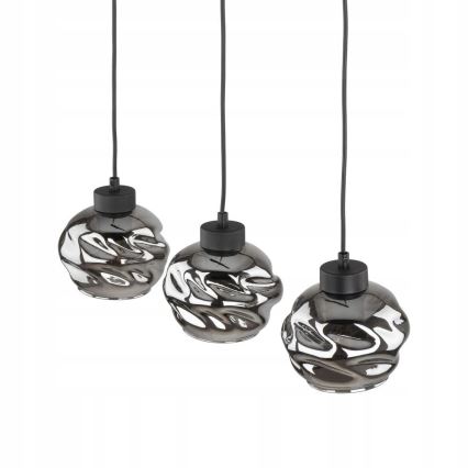 Hanglamp aan kabel ZULIA 3xE27/15W/230V zwart/gerookt zwart
