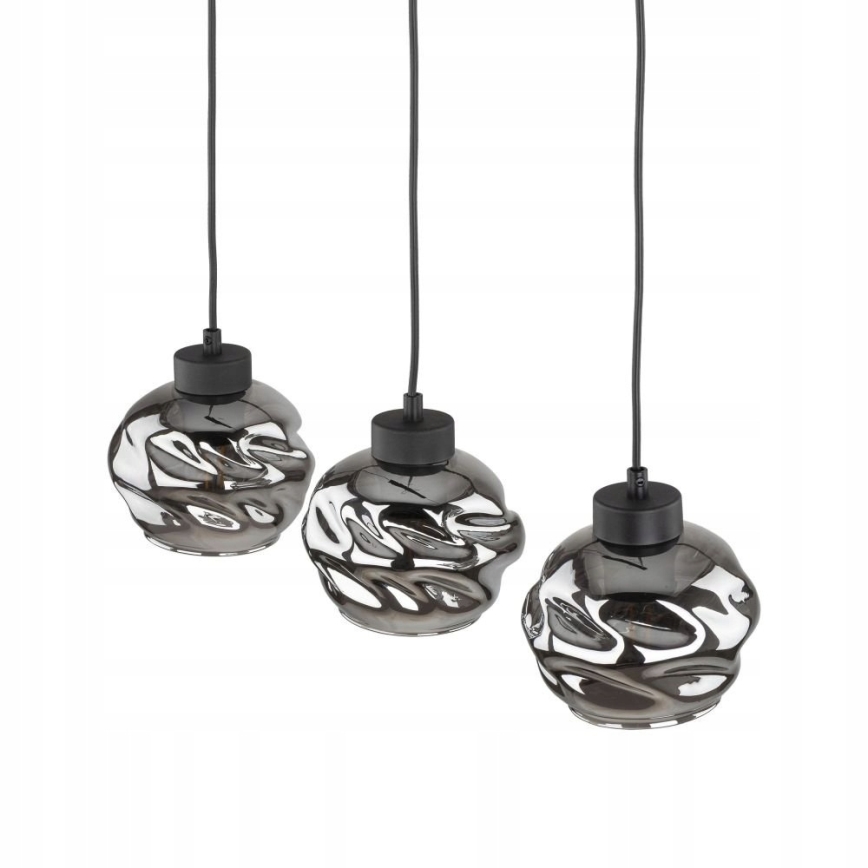 Hanglamp aan kabel ZULIA 3xE27/15W/230V zwart/gerookt zwart