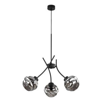 Hanglamp aan kabel ZULIA 3xE27/15W/230V zwart/rookzwart