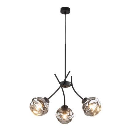 Hanglamp aan kabel ZULIA 3xE27/15W/230V zwart/rookzwart