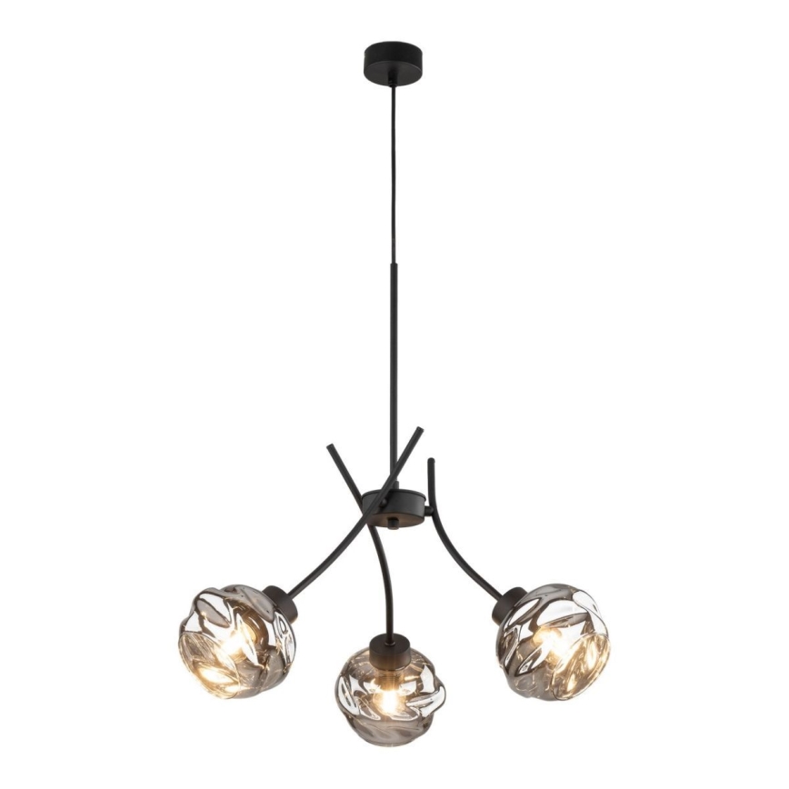 Hanglamp aan kabel ZULIA 3xE27/15W/230V zwart/rookzwart