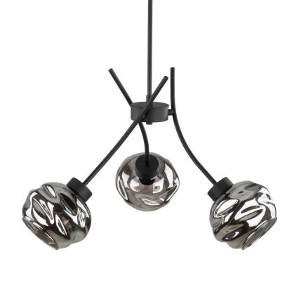 Hanglamp aan kabel ZULIA 3xE27/15W/230V zwart/rookzwart