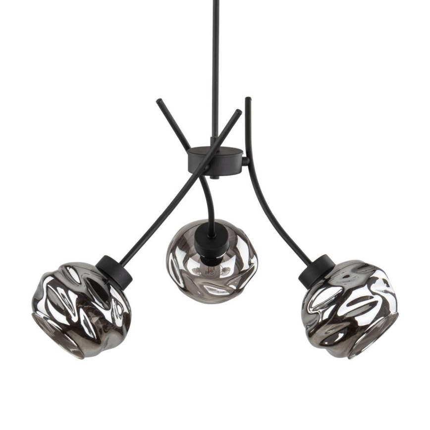 Hanglamp aan kabel ZULIA 3xE27/15W/230V zwart/rookzwart