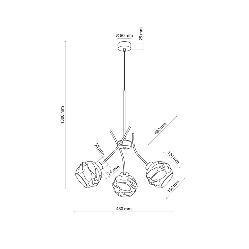 Hanglamp aan kabel ZULIA 3xE27/15W/230V zwart/rookzwart