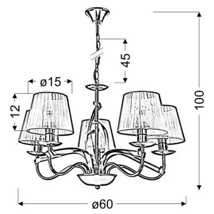 Hanglamp aan ketting DIVA 5xE14/40W/230V