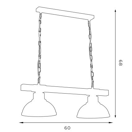 Hanglamp aan ketting HAKON 2xE27/60W/230V patina