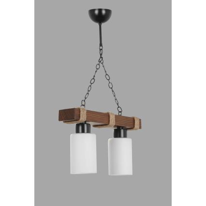 Hanglamp aan ketting JASMIN 2xE27/40W/230V bruin/wit