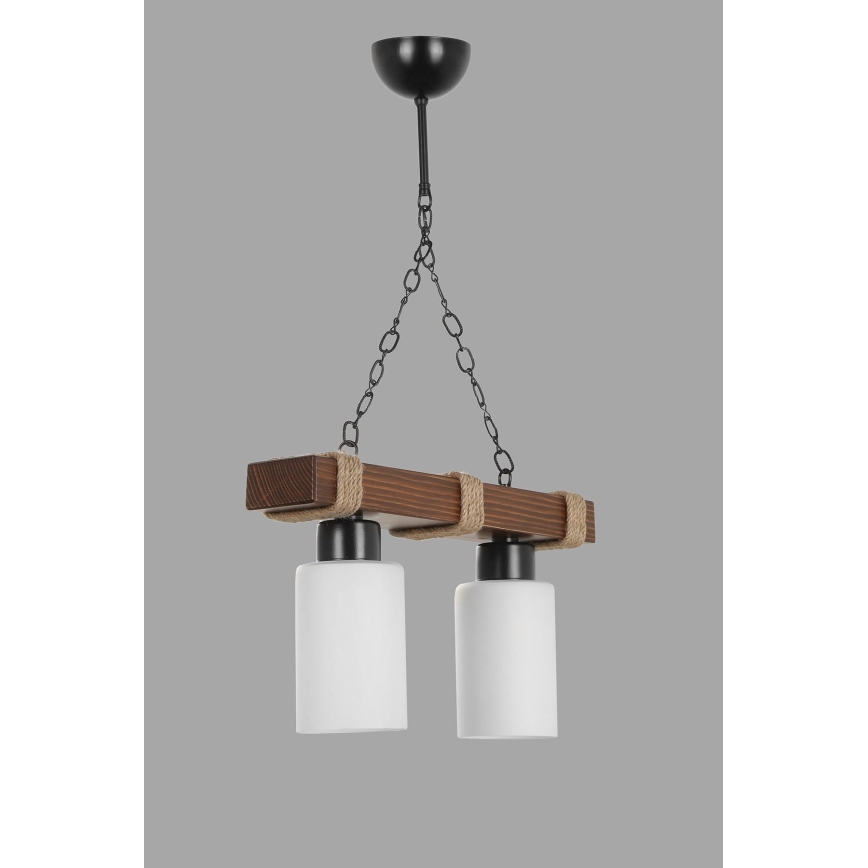 Hanglamp aan ketting JASMIN 2xE27/40W/230V bruin/wit