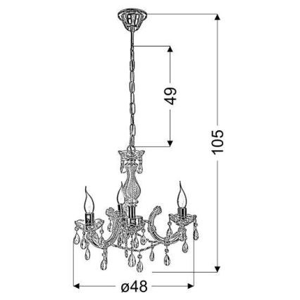 Hanglamp aan ketting MARIA TERESA 3xE14/40W/230V