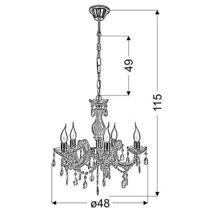 Hanglamp aan ketting MARIA TERESA 5xE14/40W/230V
