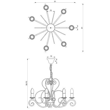 Hanglamp aan ketting MAURO 7xE14/60W/230V