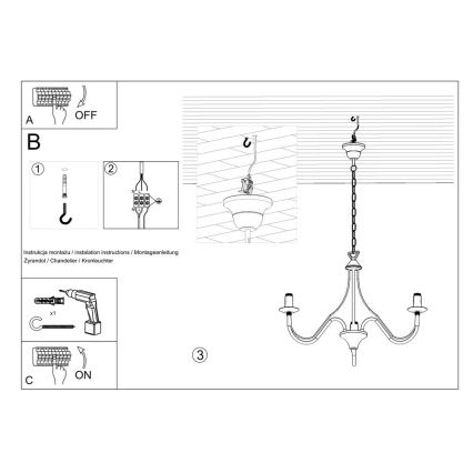 Hanglamp aan ketting MINERWA 3 3xE14/40W/230V zwart