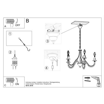 Hanglamp aan ketting MINERWA 5 5xE14/40W/230V wit