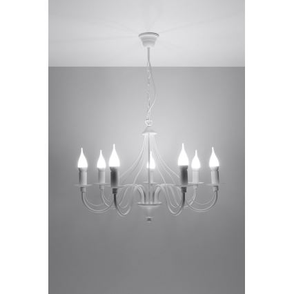 Hanglamp aan ketting MINERWA 7 7xE14/40W/230V wit