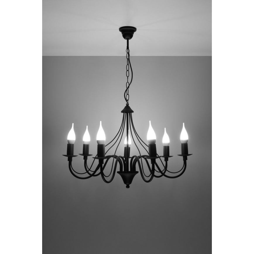 Hanglamp aan ketting MINERWA 7 7xE14/40W/230V zwart