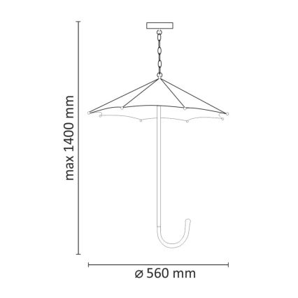 Hanglamp aan ketting PARASOL 3xE27/20W/230V