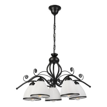 Hanglamp aan ketting RETRO 5xE27/60W/230V zwart/wit