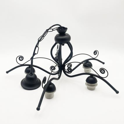 Hanglamp aan ketting RETRO 5xE27/60W/230V zwart/wit