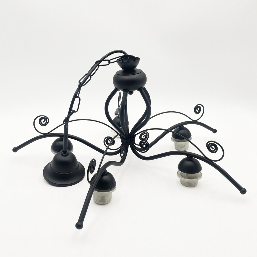 Hanglamp aan ketting RETRO 5xE27/60W/230V zwart/wit