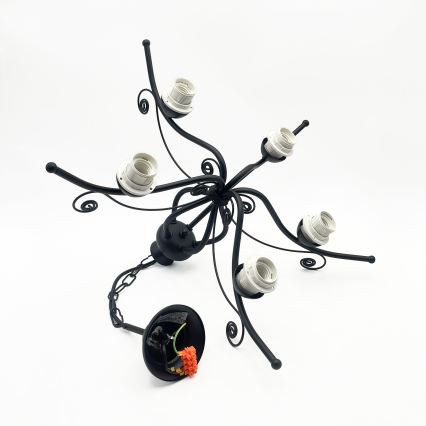 Hanglamp aan ketting RETRO 5xE27/60W/230V zwart/wit