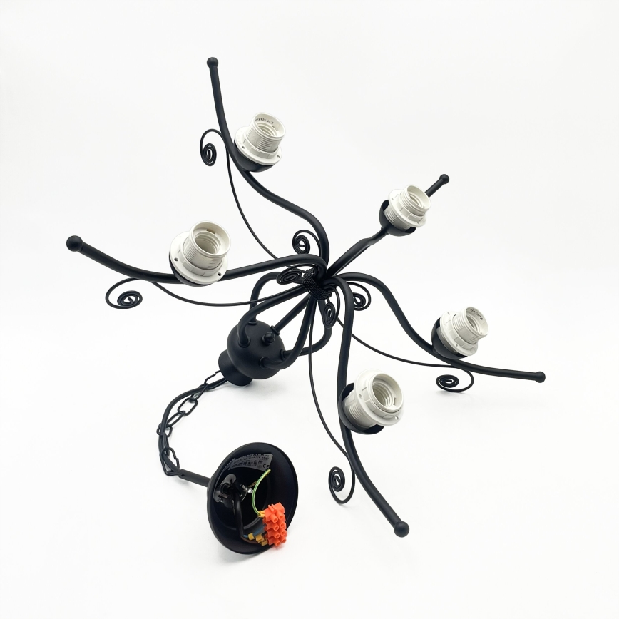 Hanglamp aan ketting RETRO 5xE27/60W/230V zwart/wit