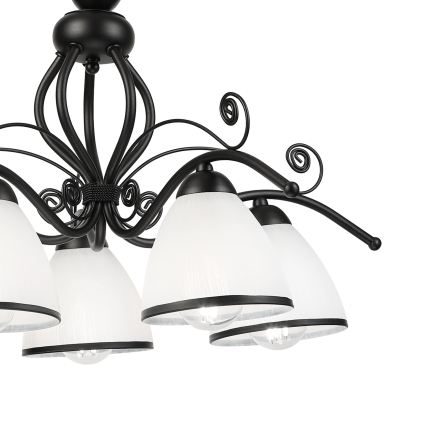 Hanglamp aan ketting RETRO 5xE27/60W/230V zwart/wit