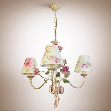 Hanglamp aan ketting ROMANCE 3xE14/40W/230V goud