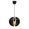 Hanglamp aan koord 1xE27/60W/230V zwart diameter 20 cm hout