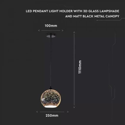 Hanglamp aan koord 3D 1xE27/60W/230V