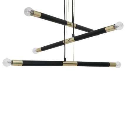 Hanglamp aan koord BASTONE 6xE14/40W/230V zwart/gouden