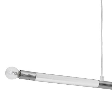 Hanglamp aan koord BASTONE WHITE 2xE14/40W/230V wit/chroom glans