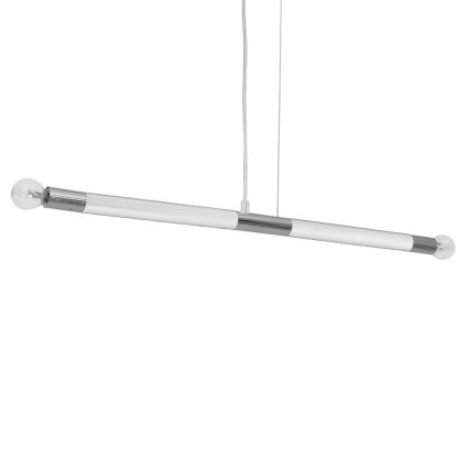 Hanglamp aan koord BASTONE WHITE 2xE14/40W/230V wit/chroom glans