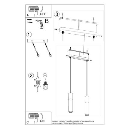 Hanglamp aan koord BORGIO 2xGU10/40W/230V