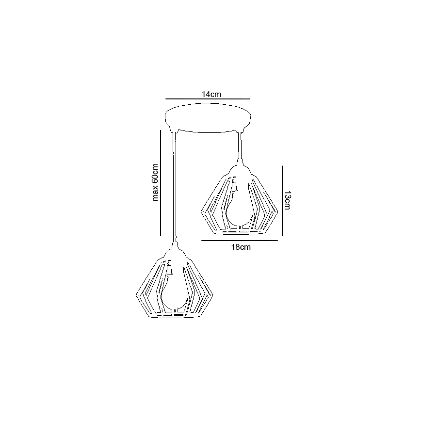 Hanglamp aan koord CEED 2xE27/60W/230V