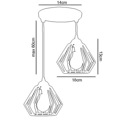 Hanglamp aan koord CEED 2xE27/60W/230V