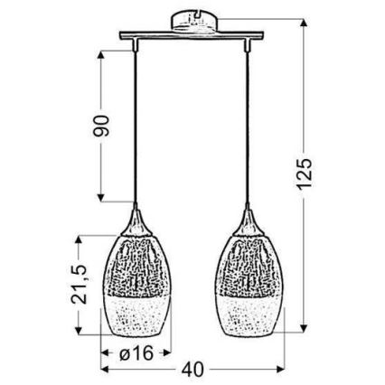 Hanglamp aan koord CELIA 2xE27/60W/230V