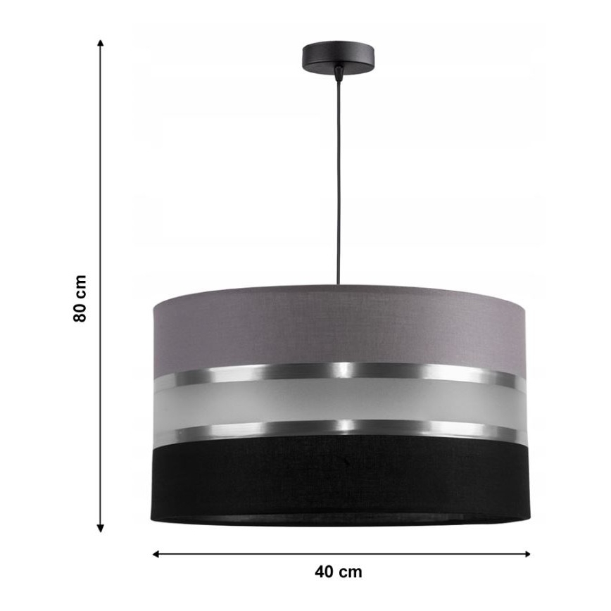 Hanglamp aan koord CORAL 1xE27/60W/230V zwart grijs