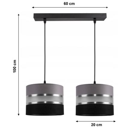 Hanglamp aan koord CORAL 2x E27 / 60W / 230V