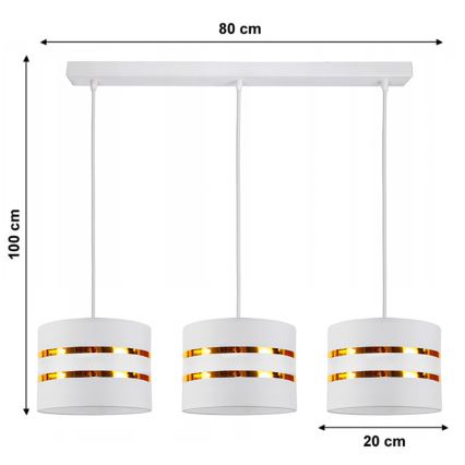 Hanglamp aan koord CORAL 3xE27/60W/230V