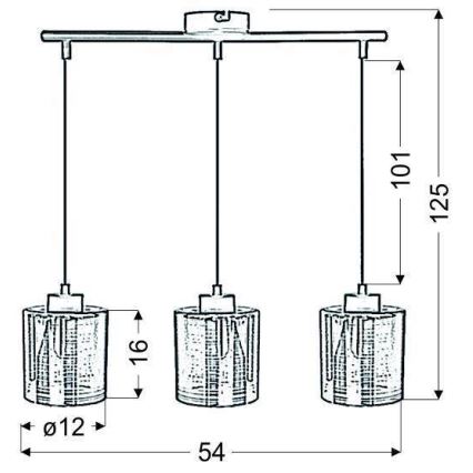 Hanglamp aan koord COX 3xE27/60W/230V