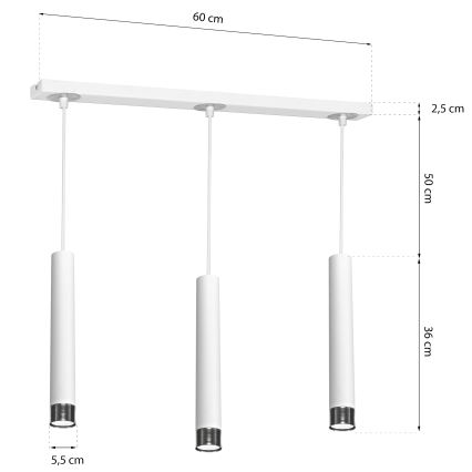 Hanglamp aan koord DANI 3xGU10/8W/230V