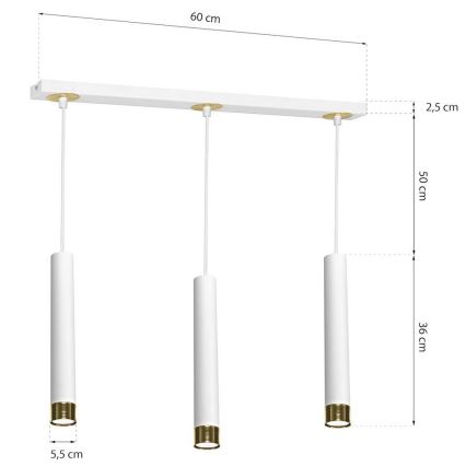 Hanglamp aan koord DANI 3xGU10/8W/230V