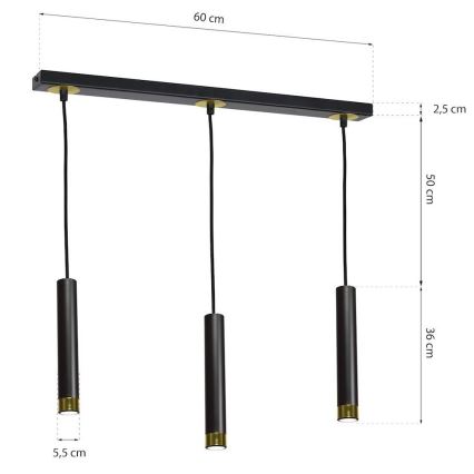 Hanglamp aan koord DANI 3xGU10/8W/230V