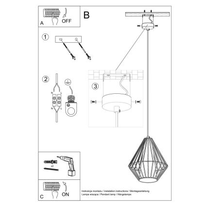 Hanglamp aan koord DEMI 1xE27/60W/230V wit