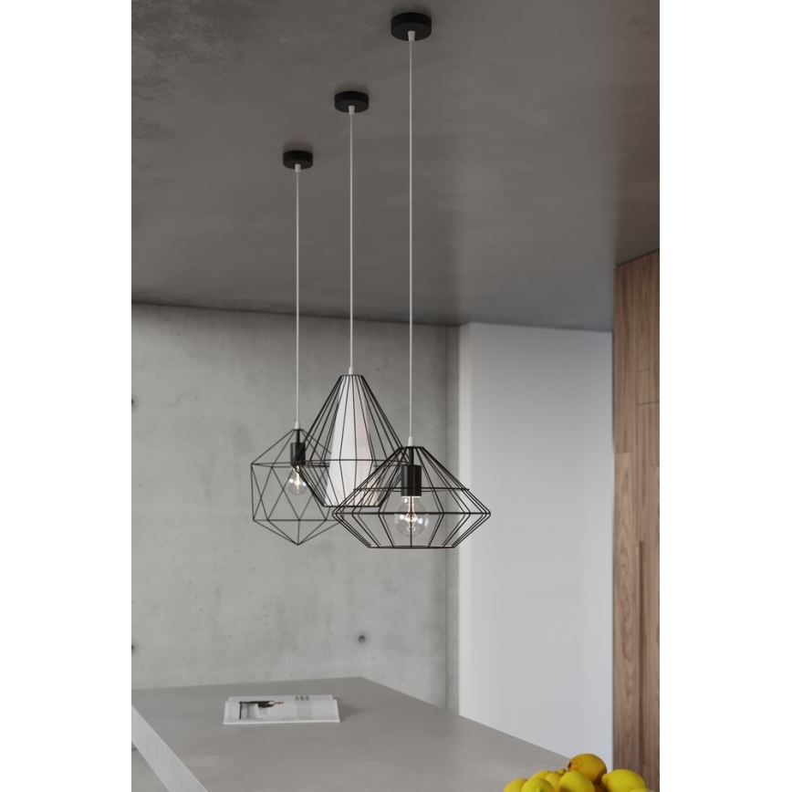 Hanglamp aan koord DEMI 1xE27/60W/230V zwart/wit