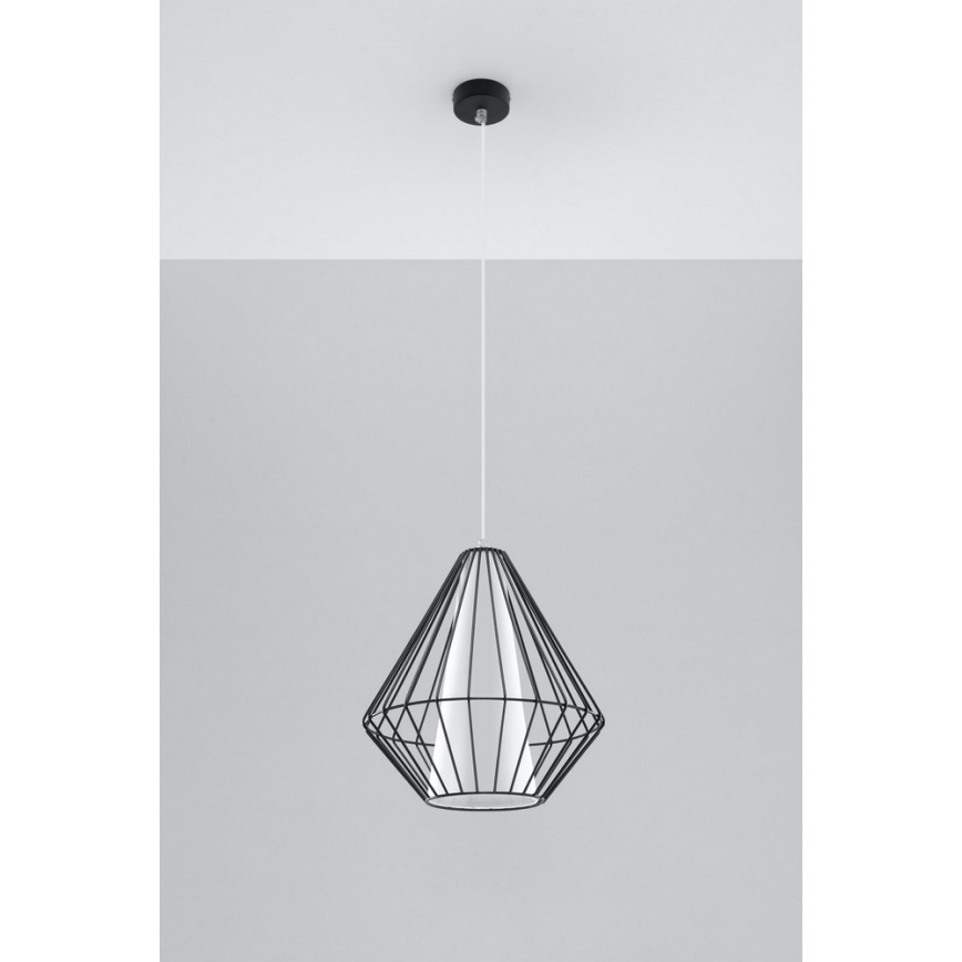 Hanglamp aan koord DEMI 1xE27/60W/230V zwart/wit
